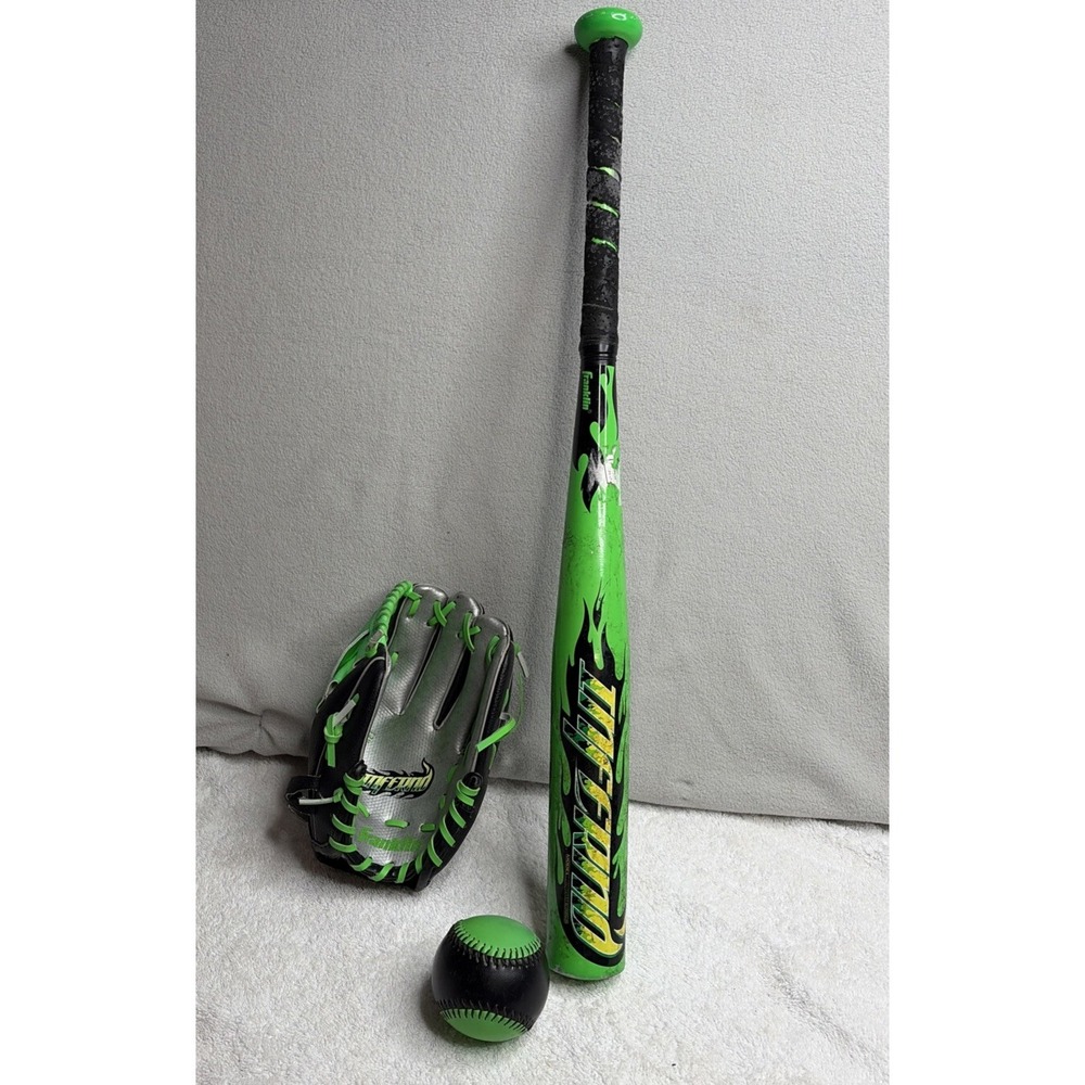 Franklin INFERNO Green T-Ball Aluminum  Kids Baseball Set Pre- Owned